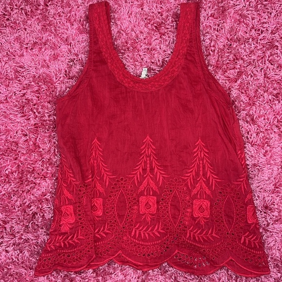 Joie Red Cropped Embellished Tank Top - Picture 4 of 6